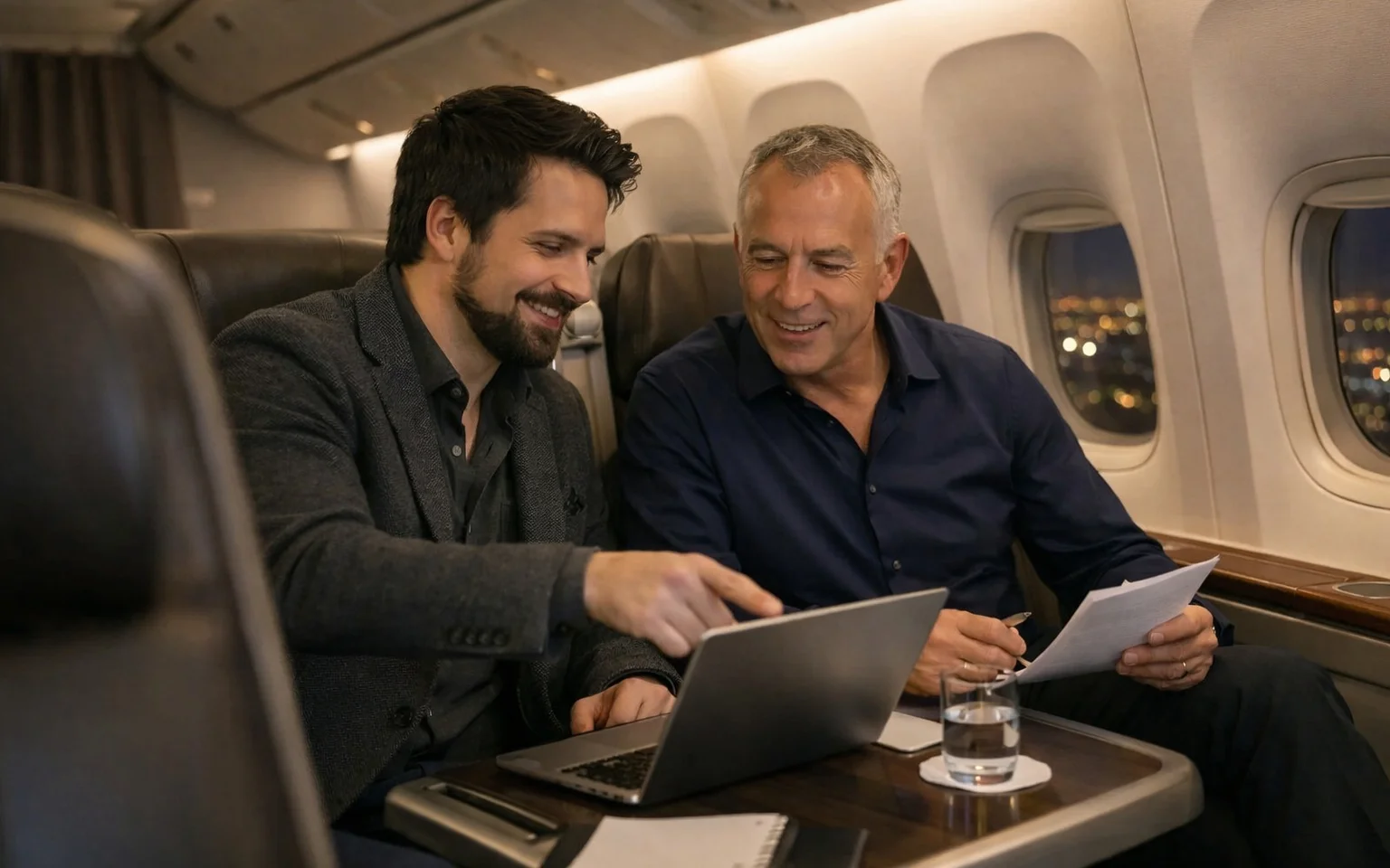 CodeE Office co-founders John Coady and Jack Duel working together on a business trip